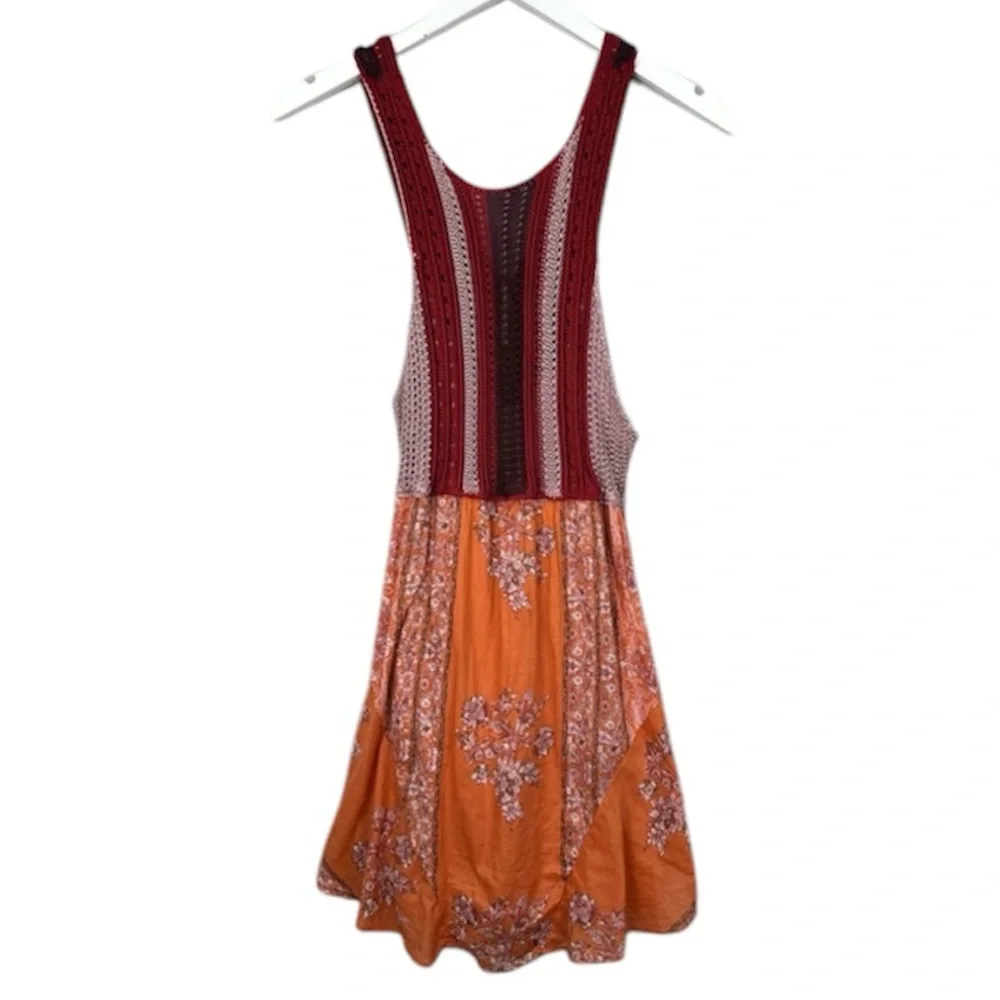 Free People Katie’s Mini Crochet Dress Red Orange Size Small